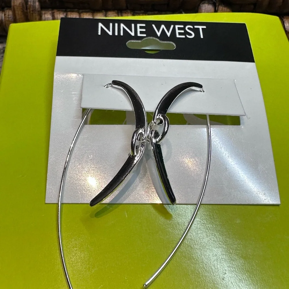Nine West-  Silver Tone Threader Earrings, NWT